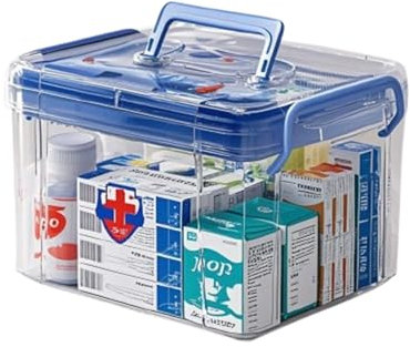 WBYNB Organizador de Medicamentos en Casa, Caja Organizadora para Medicina, con Asa, Almacenamiento y Organización Eficaz de los Medicamentos, Apto para uso Doméstico y Viajes