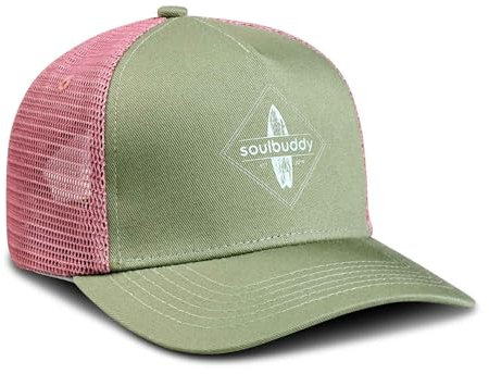 Soulbuddy Trucker Cap Kinder – Unisex Kinderkappe – Schirmmütze für Jungen & Mädchen – Trendiger Sonnenhut für Outdoor & Freizeit – Green Rose – Größe L