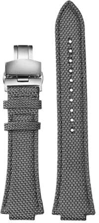 NBCNZCTSAS Passend for Casio Edifice Uhrenarmband EFB-680 ECB-10PB/DP/YD/HR GST-B400 26 x 14 mm 26 x 12 mm konvexes Herren-Armband aus Nylon und Leder(Grey silver Folding,26.14mm)