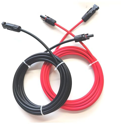 1 Paar rotes und schwarzes Solar-Verlängerungskabel mit Doppelenden und Stecker, 2–10 Meter, 4 mm²/6 mm² Solarpanel-Kabel, Photovoltaik-Draht(1Pair 2m 78.74 inch,12 AWG-4mm2)