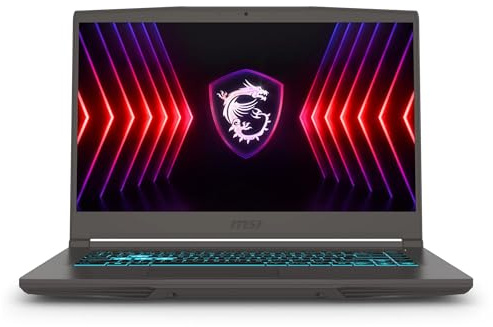 msi Laptop delgada para juegos FHD de 15.6 pulgadas, 144 Hz, AMD Ryzen 5 7535HS, 16 GB de RAM, 512 GB SSD, NVIDIA GeForce RTX 4050, cámara web, teclado retroiluminado, gris, Windows 11 Home