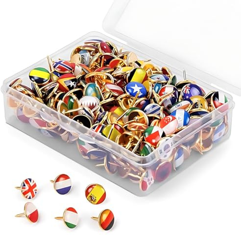National Flag Thumb Tacks, 100 Pieces World Push Pins, National Flag Map Pins, National Flag Thumb Tacks, World Map Flag Pins