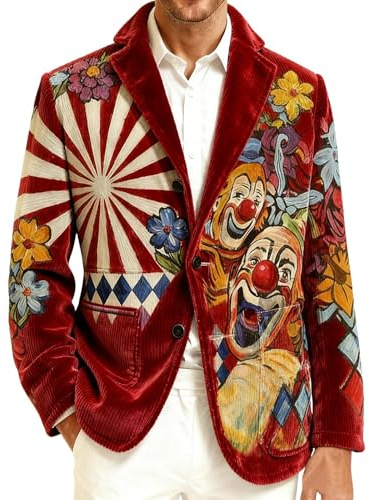 OUMSHBI Karnevals Sakko Herren Slim Fit Glitzer Faschingskostüme Cord Blazer Herren Cardigan Offener Paillettenjacke Mit Knöpfen Langarm Revers Anzugjacken Festliches Disco Party Karnevalsjacke