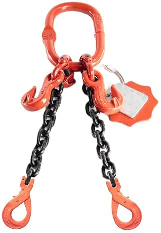 Alfa Logistik Kettengehänge 2-Strang 6mm x 3m mit Verkürzungshaken und Gabelkopfhaken Selbstschließend - Hochfest Anschlagkette - Krankette Robuste Ausführung - Kette Güteklasse 8