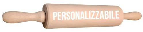 WOOD YOU Mattarello in Legno, FSC Girevole, Personalizzabile con Incisione Laser, Liscio e Levigato, Idea Regalo con dedica oppure per mattarello per Biscotti Personalizzati