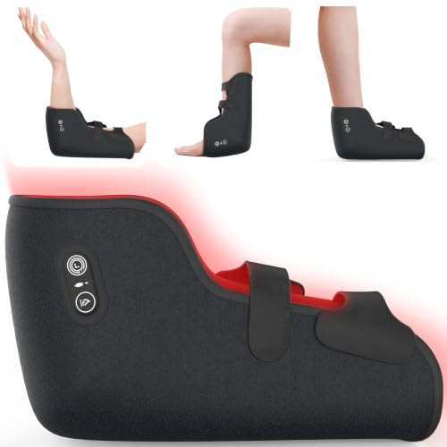 Rotlichttherapie für Füße mit Wärme, Fußsohle, Knöchel, Wade, Ellenbogen | 660 & 850nm Infrarotbandage mit 153 3 IN 1 LEDs, Kabellos, 5000mAh Akku, 3 Helligkeitsstufen und 15/30/45 Min Timer
