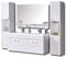 Badmöbel 120 cm Badezimmermöbel Badezimmer Waschtisch Schrank Spiegel Set W.Eleg Wasserhähne enthalten 120 cm mod. White Elegance Waschplätze