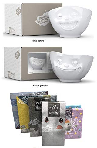FIFTYEIGHT PRODUCTS Schalen 2er Set + Servietten, 500 ml, LACHEND+GRINSEND