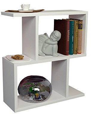 Alphamoebel moebel17 1537 Karinus Couchtisch Beistelltisch Sofatisch Kaffeetisch, Weiß, Holz, mit Ablagen, unterschiedlich aufstellbar, 50 x 17,5 x 55,4 cm
