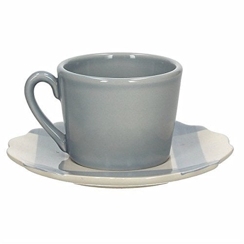 Tognana Andrea Fontebasso 1760, Set 2 Tazze Cappuccino con Piatto Azzurro Polvere Linea CONCHITA