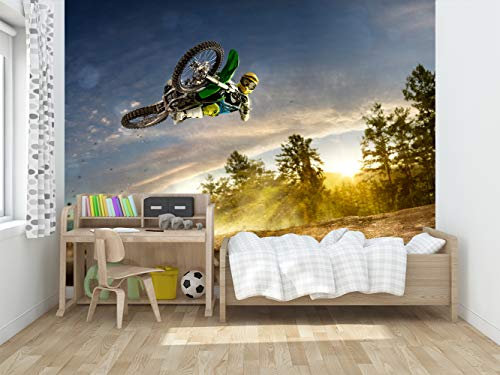 Oedim Vinilo para Pared Infantil Motocross | Fotomural para Paredes | Mural | Vinilo Decorativo | 100 x 70 cm | Decoración comedores, Salones, Habitaciones