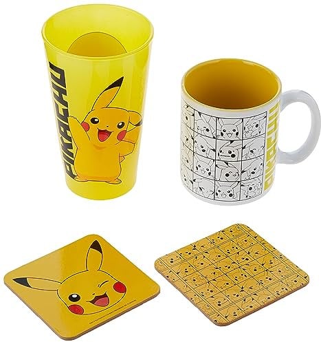 GB EYE - POKEMON Coffret cadeau Verre + Mug + 2 Coasters Pikachu