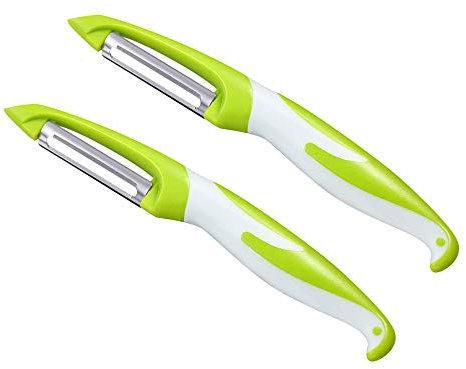 Aiqeer 2 Stück Multifunktion Sparschäler Set, Gemüseschäler & Obstschäler, Schwenkschäler, Gerader Schäler, Kartoffelschäler, Karottenschäler (Grün)