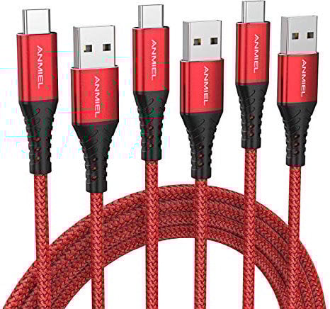ANMIEL USB C Cable [3-Pack/3M +2M +1M ] 3.1A USB C Fast charging cable, USB Type C Charger Cable Nylon Braided Data Cable QC 3.0 Sync Cord for Samsung Galaxy S20 S10 S9 Note10 9,Huawei,Google etc