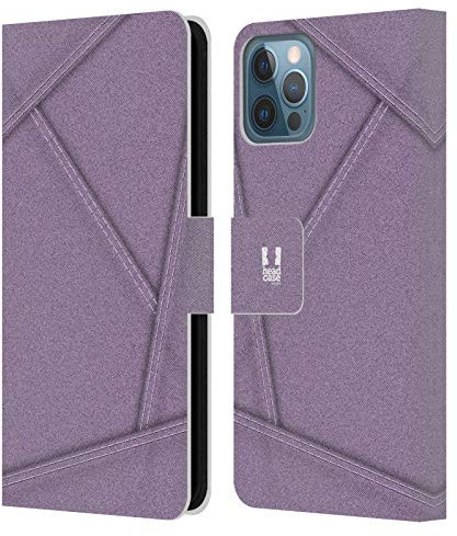 Head Case Designs Violett Flicken Kollektion - Denim Leder-Wallet-Hülle Kompatibel mit Apple iPhone 12 / iPhone 12 Pro