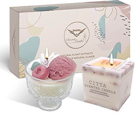 Orentas Duftkerzen & Würfel Set, Reine Natürliche Sojabohne, Pflanze Mix für Aromatherapie Wachs, für Home Meditation oder Geburtstag Geschenke 2 Packungen (Rose Love Ice-Cream)