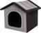 Hundehütte Hundehöhle Hundebett Hundehaus Katzenhöhle Tierbett XL - 60x55 cm hellgrau mit schwarz