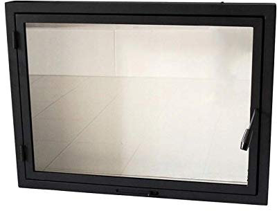 Puerta de horno para chimenea, 70 x 50 cm, con cristal, para horno de pizza, hierro fundido, puerta para horno de piedra, dirección de apertura: derecha