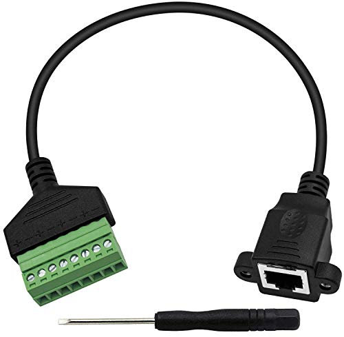 Maxhood RJ45 Screw Terminal Adaptor Connector, RJ45 8p8c Female Jack to 8 Pin Screw Terminal Connector Breakout Board Cable for Cat7 Cat6 Cat5 Cat5e Ethernet Extender CCTV DVR Network Adapter 12inch