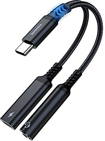 ZOOAUX USB C Kopfhörer Adapter und Laden, 2 in 1 USB C Auf Klinke Mit 60W Schnellladung für Samsung S21/S21 Ultra/S20/S20 Ultra/Note20, Huawei P40