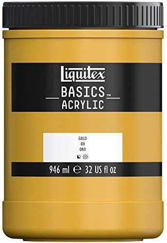 Liquitex 8870372 Basics - Pittura acrilica, Pigmenti per artisti monopigmentati, Resistente alla luce, durevole nel tempo, Finitura satinata, Vaso da 946 ml - Oro