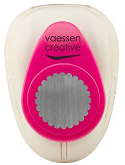 Vaessen Creative Motivstanzer Kreis - 2.5 x 2.5 cm - Stanzer für Bastelpapier, Tonpapier, Scrapbookpapier oder Decoupagepapier, Weiß/Rosa