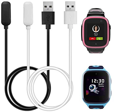 Kuaguozhe 2 Stück Ladekabel Kompatibel mit Xplora X5 / X4, Magnetisches USB-Ladekabel Ersatz Ladegerät Charging Kabel Ladestation für X5 Play / 4, Schwarz & Weiß