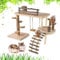 RoseFlower Wooden Hamster Playground Platform, Hamster Climbing Toy, Natural Living Climb System, Small Animals Activity Set with Ladder Food Bowl Ramp Bridge for Mouse Gerbil Rat Chinchilla