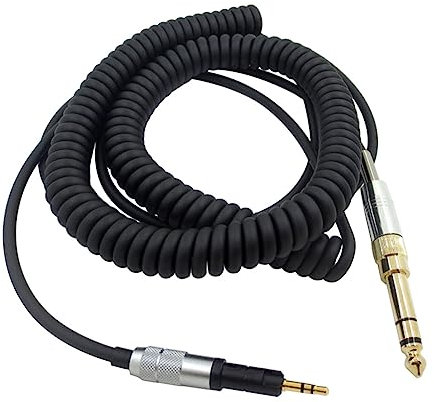 Janjunsi Headphone Cable Coiled Audio Cord Compatible with Audio-Technica ATH-M50X M40X M70X - Extension Cord with 6.35MM Adapter, 2.5MM to 3.5MM Male