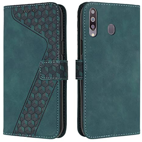 OKZone Kompatibel mit Samsung Galaxy A20S Hülle, Handyhülle Samsung A20S, PU Leder Tasche Wallet Schutzhülle Galaxy A20S, Flip Cover Klappbar Brieftasche Etui mit Magnet TPU Lederhülle (Zyan)