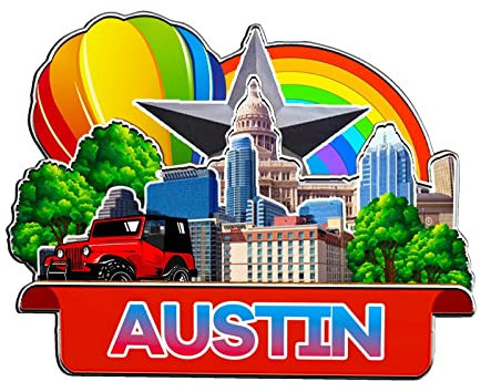 Austin Texas USA Magnet Kühlschrankmagnet Holz 3D Sehenswürdigkeiten Reise Sammlerstück Souvenirs Dekoration handgefertigt -1517