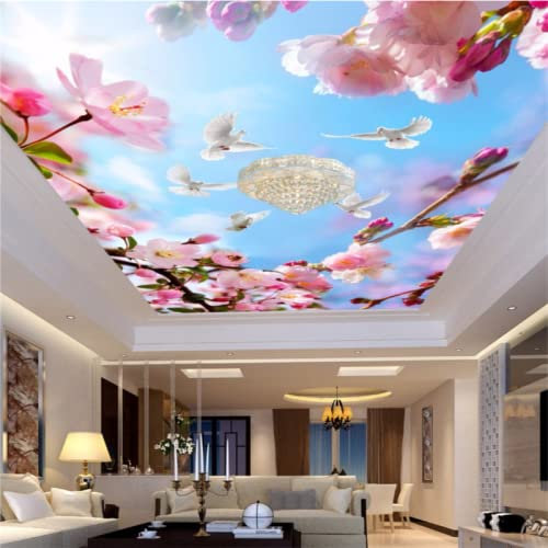 FOVNY Fiori rosa Asuka 3D soffitto soggiorno parete art deco carta da parati sfondo murale adesivo murale poster