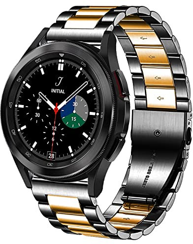 DEALELE Bracelets compatibles avec Samsung Galaxy Watch 5/5 Pro/Galaxy 4/4 Classic/Galaxy 3 41 mm/Galaxy Watch 42 mm, 20 mm en acier inoxydable pour homme et femme (noir/or rose, 20 mm)
