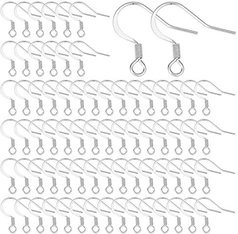 SUNNYCLUE 1 Box 100Pcs French Earring Hooks 304 Stainless Steel Earwire Ear Wires Silver Earring Wires Fishhook Hook for jewellery Making Women Adults DIY Dangle Crafts Supplies