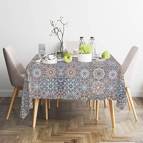 HOMEYA - Mantel de Mesa Antimanchas Redonda Estampada - Mantel Mesa Lavable de Poliéster (Diámetro 140 CM)