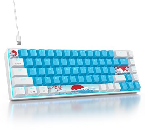 SOLIDEE mechanische Gaming Tastatur 65 Prozent,68 Tasten kompakte mechanische Tastatur RGB Hintergrundbeleuchtung,65 Prozent Tastatur mechanisch QWERTY,Roter Schalter für Win/Mac PC Laptop(68 Blue)