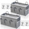 Kanrichu Große Wand-Organizer-Tasche mit 3 Taschen, Leinenstoff, Aufbewahrungskörbe mit Taschen, wasserdichter Mülleimer für Küche, Schlafzimmer, Büro, Wohnmobil, Wohnmobil (grau, 2 Stück)