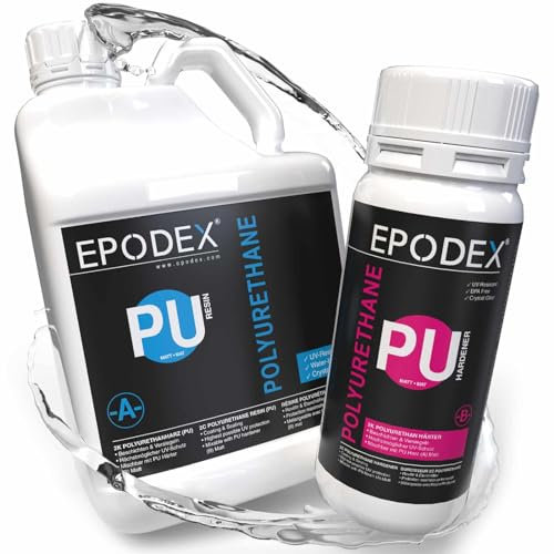 EPODEX 2K PU-Harz Versiegelung | Polyurethan Bodenbeschichtung & Wandbeschichtung | Transparent Lack | Matt | UV-stabil, Wasserfest, Hochstrapazierfähig | 1,1kg (11m²)