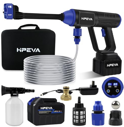 Lavadora a presión portátil inalámbrica, 18000 mAh con boquilla 6 en 1, pantalla táctil de 30 engranajes ajustables 290-725PSI pistola de agua recargable de mano de alta presión para coche, patio