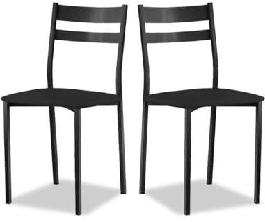 ASTIMESA Silla de Cocina Metálica con Respaldo Abierto, Negro, 38 cm x 45 cm x 40 cm