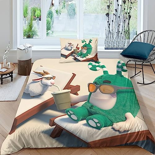 FGAITH 3D Bettbezug Oddbods Bettwäsche Mikrofaser Bettwäsche Set Bettbezüge Mit Reißverschluss Kissenbezüge Single（135x200cm）