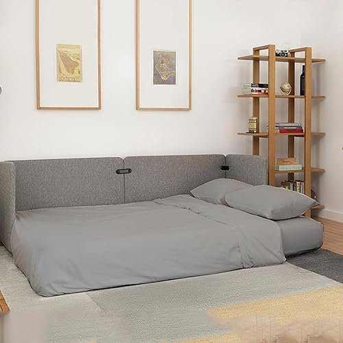 Schlafsofa-Bettlaken-Set – 4-teiliges Schlafsofa-Bettlaken-Set – 100 % gebürstete Mikrofaser, Queen-Sofa-Bettlaken, passt problemlos bis zu 15,2 cm Länge – Sofa-Bettlaken, hellgrau