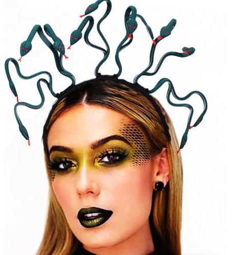 Zoestar Medusa Serre-tête serpent Déesse grecque Costume d'Halloween Cerceau à cheveux égyptien Accessoires pour cheveux de fête pour femmes et filles(Vert)