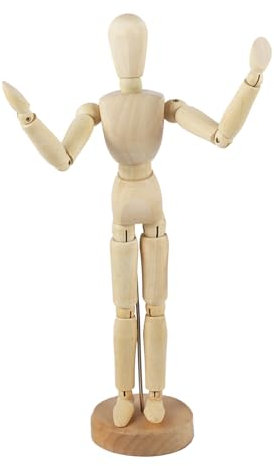 Holzpuppe für Künstler, 15,5 cm, bewegliche Holzfigur mit Sockel und flexiblem Körper, zum Zeichnen, Skizzieren, Malen, Dekor, Büro, Zuhause, Arbeitszimmer (mittlere Größe (20,8 cm)