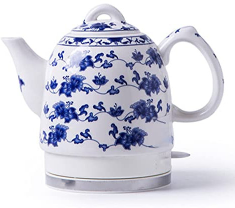 Distributori di Acqua Calda in Stile Vintage Bollitore Elettrico in Ceramica Bollitore per tè da Cucina Teiera per Acqua Senza Fili Spegnimento Automatico tè bollente Zuppa di caffè Farina d'avena