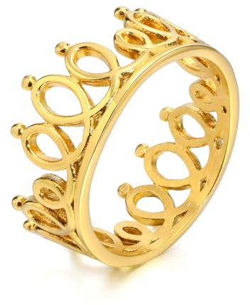 Verlobungsring Damen, Damen Ringe Hohler Kronenring, Gold, Größe 54 (17.2)