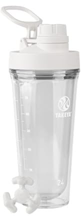 Takeya Protein Shaker - BPA-Free Plastic Shaker Bottle with Leak-Proof Spout Lid - Easy Carry Shaker for Gym & More - Dishwasher-Safe Reusable Shaker with Spout Lid - 24 oz, Cloud White