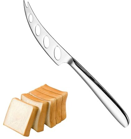 SAVOSWEET Trancheuse à fromage, couteau à fromage, râpe à chou, en acier inoxydable poli, coupe-fromage, lame tranchante avec denture, passe au lave-vaisselle, Argenté (Couteau à Fromage B)