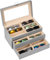ProCase Porta Occhiali Multiplo 3 Strati, 18 Slots Organizer Occhiali da Sole in Pelle, Occhiali Espositore Scatola Portaocchiali Organizzatore Occhiali per Donna Uomo -Grigio