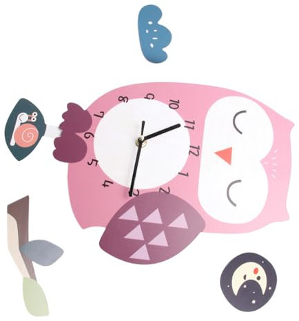 TOPPERFUN 1stück Eulen-wanduhr Im Cartoon-Design Lustige Wanddekoration Für Kindergarten Und Kinderzimmer Lautlos Einfach Zu Montieren Für Klassenzimmer Und Wohnräume